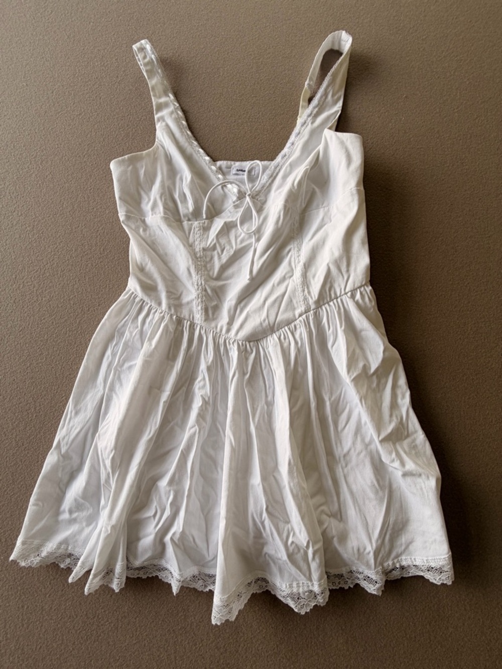 Garage White Sundress adjustable strap V-Neck Sun Dress size Small